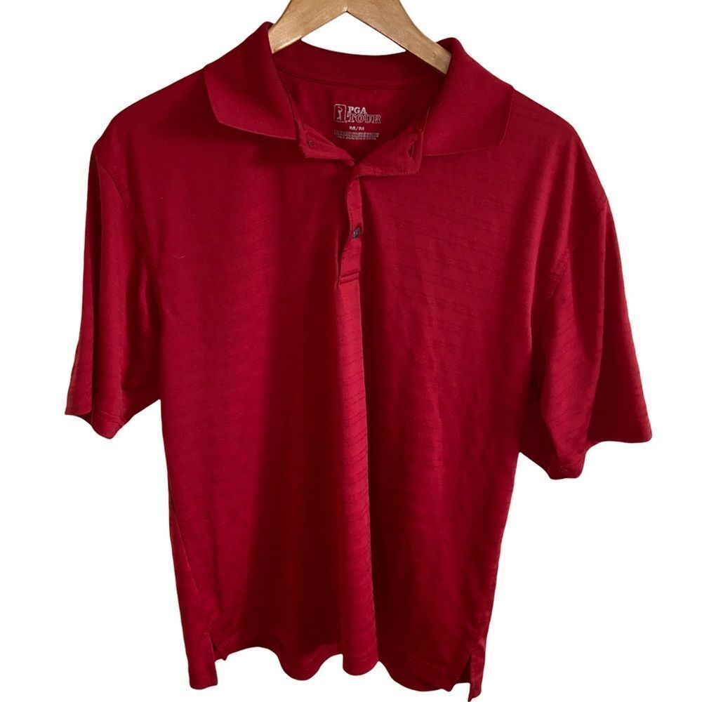 PGA Tour red athletic golf polo